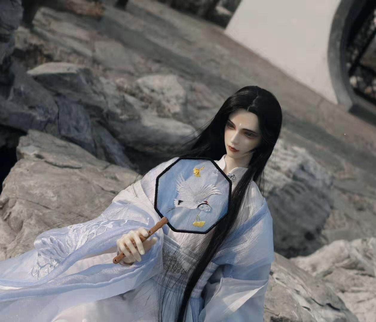 蜉蝣小居 BJD娃用道具 苏绣 团扇 DD 3分 大女 叔 古装配件汉服道