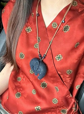 新中式红色提花衬衫女夏季2025新款国风印花系带收腰显瘦V领小衫