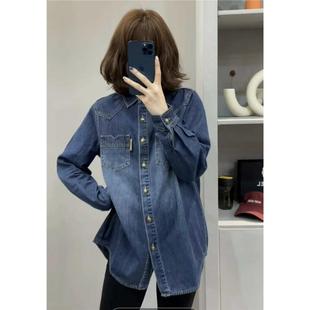 加绒牛仔衬衫外套女2025秋冬装新款宽松叠穿上衣休闲开衫衬衣