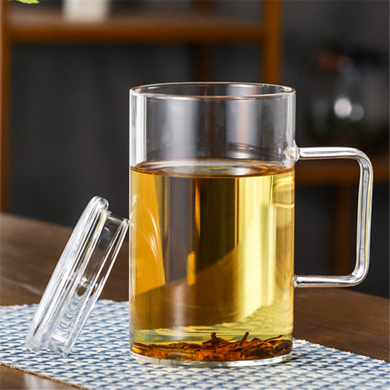 大号喝水杯大容量耐热玻璃杯1000ml刻度牛奶杯泡茶杯带把手畅饮杯