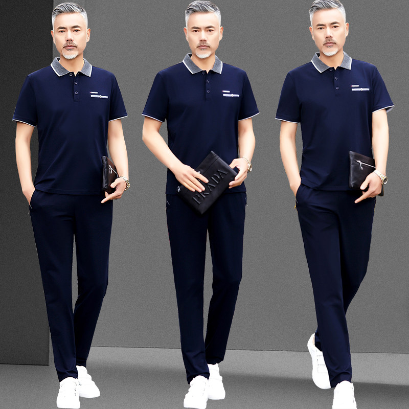 中老年人运动套装男夏季短袖长裤宽松中年休闲运动服男士爸爸夏装|ruв категории спортивный костюм/досуг одежды, спортивный костюм - от Buy2taobao.com для оказания профессиональной услуги покупки агента Taobao