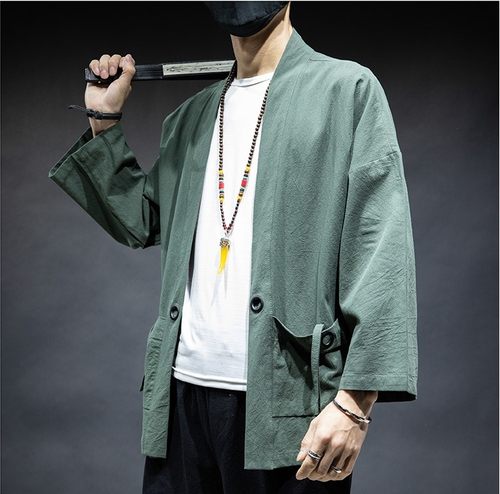 中式复古风仙气唐装亚麻和服道袍