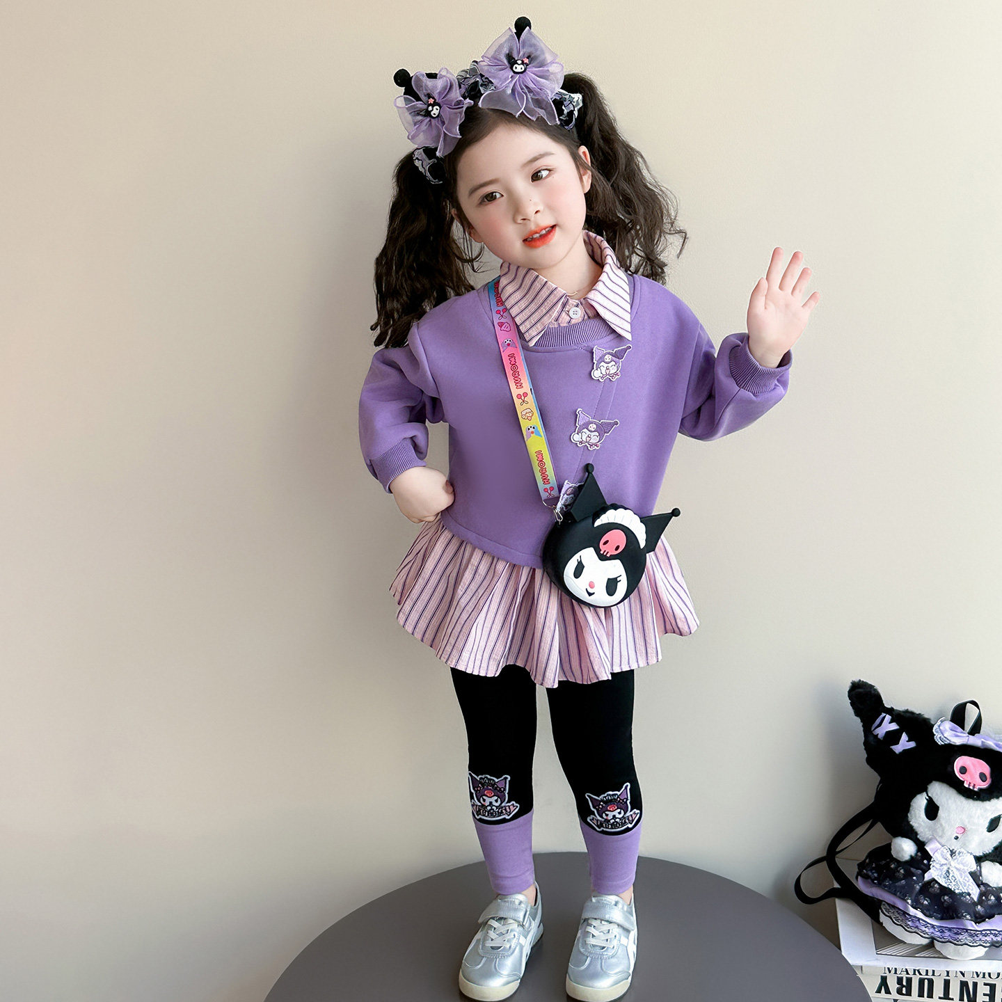 女童超好看韩系套装春装2026新款洋气女宝库洛米卫衣打底裤两件套,童装/婴儿装/亲子装,套装,淘宝优惠券,粉丝福利购,淘宝优惠卷