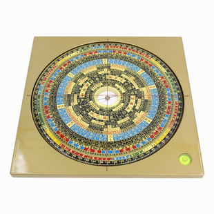 易仙7寸2三元罗盘精准强磁永磁指南针金色电木时宪纯铜罗庚盘摆件