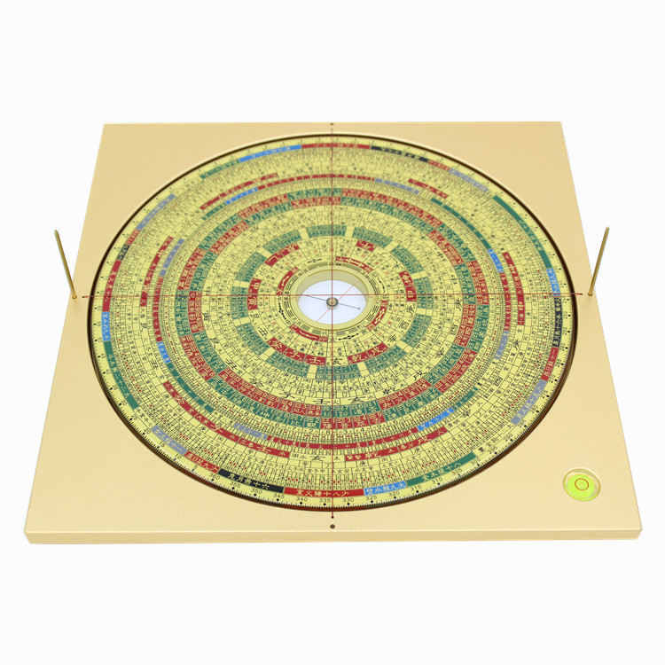 易仙8寸6双二十八星宿强磁针三元三合综合罗盘金色铝合金盘 中式