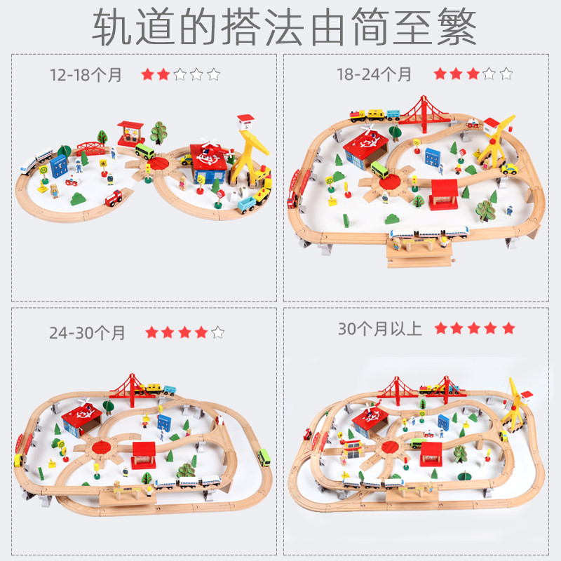 LARGE-SCALE SIMULATION ELECTRIC TRAIN RAIL CAR SLIDING SET MAGNETIC CHILDRENS EDUCATIONAL WOODEN ASSEMBLED BOY TOYS