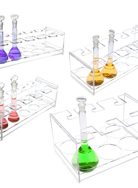 有机玻璃容量瓶架 1mL2mL5mL10mL25mL50mL100mL250mL500mL1000mL2000mL容量瓶通用架 2*5孔 有机玻璃分液瓶架