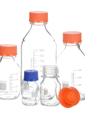 高硼硅蓝盖试剂瓶50/100/250/500/1000ml GL32 GL45丝口瓶  螺口大口试剂瓶 蓝盖瓶 橙盖瓶 红盖瓶