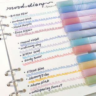 新款集物社心情日记荧光笔高颜值ins风记号笔学生划重点手账笔