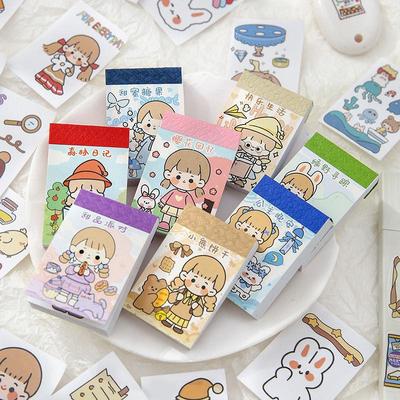 50张不重复卡通可爱豆豆贴纸本少女创意便宜diy手帐素材贴纸贴画