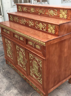 藏式简约实木三层带门佛柜家用佛龛立柜观音财神柜佛像供台经济型