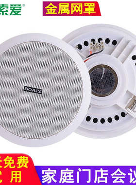 索爱soaiy吸顶喇叭音响套装 音箱蓝牙功放机天花吊顶家庭广播定压