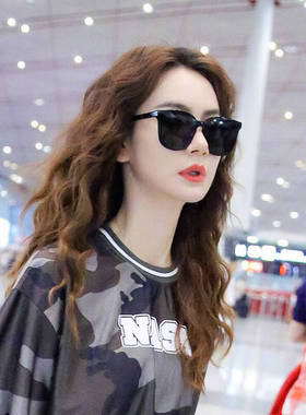 太阳眼镜明星网红款抖音墨镜女2019新款蹦迪韩版潮圆脸 黑色戚薇