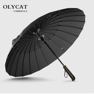 OLYCAT日系創(chuàng)意復(fù)古木柄24骨手動(dòng)加固抗風(fēng)結(jié)實(shí)耐用實(shí)木晴雨傘男女