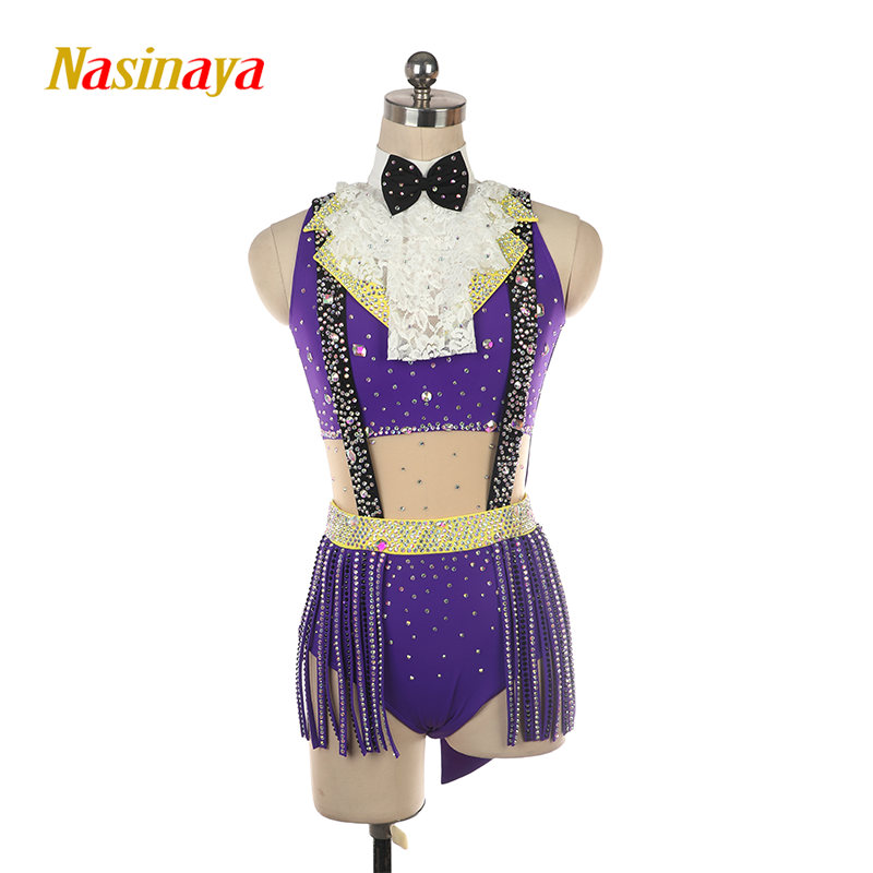 福诺定制花样滑冰服表演服考级比赛服儿童成人拼色女款燕尾+领结