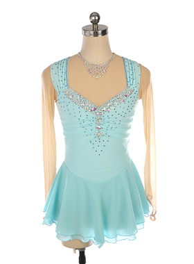 福诺花样滑冰服溜冰服表演服儿童成人女童比赛考级长袖白色19色