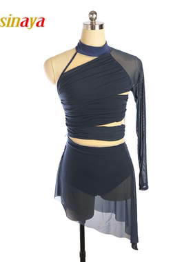 福诺专业定制花样滑冰服表演服比赛考级女童成人单袖后背镂空绣花