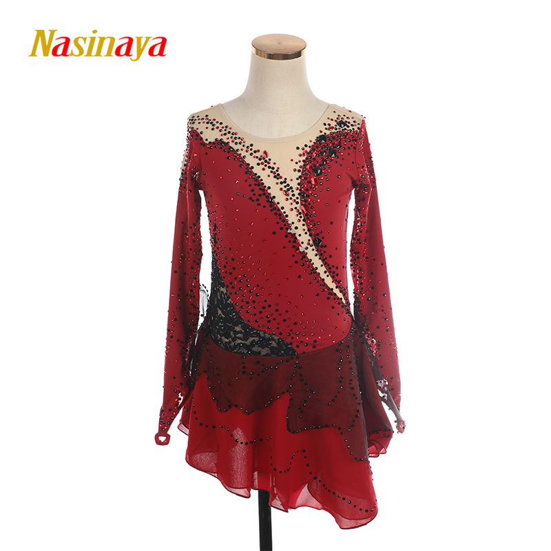 福诺花样滑冰服溜冰服表演服定制儿童成人女童比赛裙子酒红加蕾丝,运动/瑜伽/健身/球迷用品,滑冰服,淘宝优惠券,粉丝福利购,淘宝优惠卷