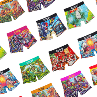 凉爽COOLMAX面料趣味卡通印花运动速干四角内裤嘻哈风格平角裤