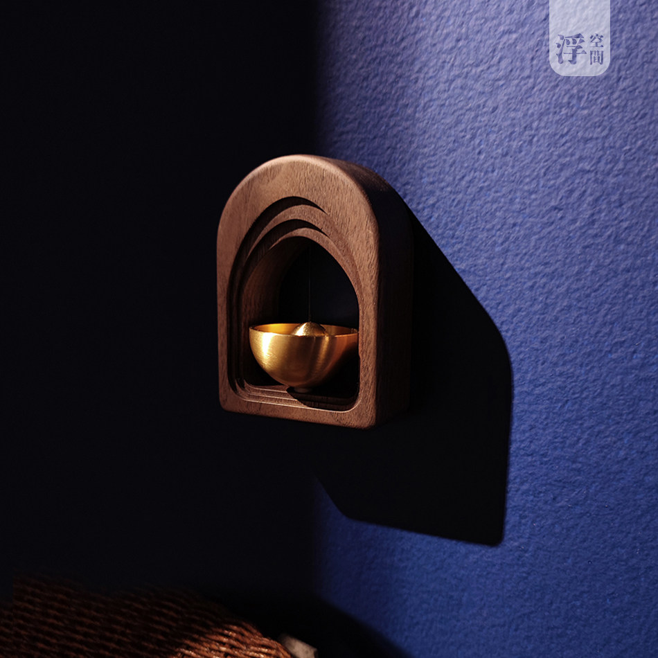 吸门式风铃日式实木铜铃铛久乘铃门铃进门提醒乔迁礼品风铃门挂