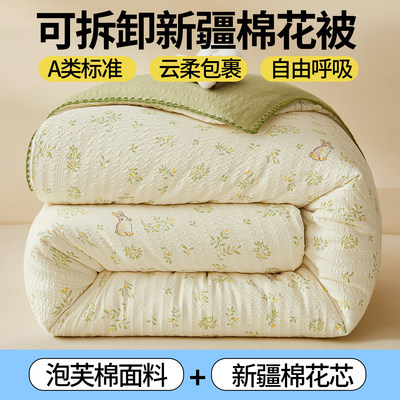 可拆洗A类新疆纯棉花被子冬被加厚保暖单双人学生宿舍棉被芯春秋8