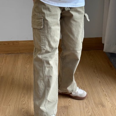 日系复古多口袋工装裤男女春秋季新款潮牌宽松直筒阔腿休闲长裤子
