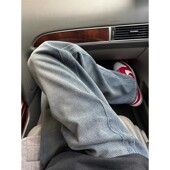 复古星空纹牛仔裤 男款 秋季 美式 高街潮牌垂感百搭宽松直筒阔腿裤 子