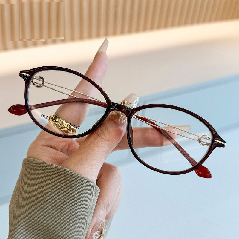 新款超轻时尚女士椭圆眼镜复古简约学生近视大脸显瘦平光架跨境,ZIPPO/瑞士军刀/眼镜,定制成品光学镜,淘宝优惠券,粉丝福利购,淘宝优惠卷