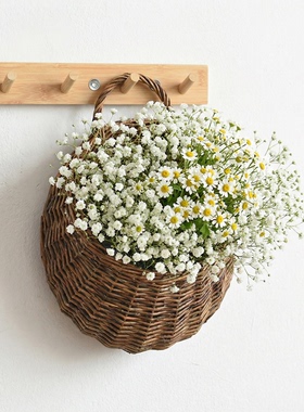 藤编柳编手工壁挂花篮