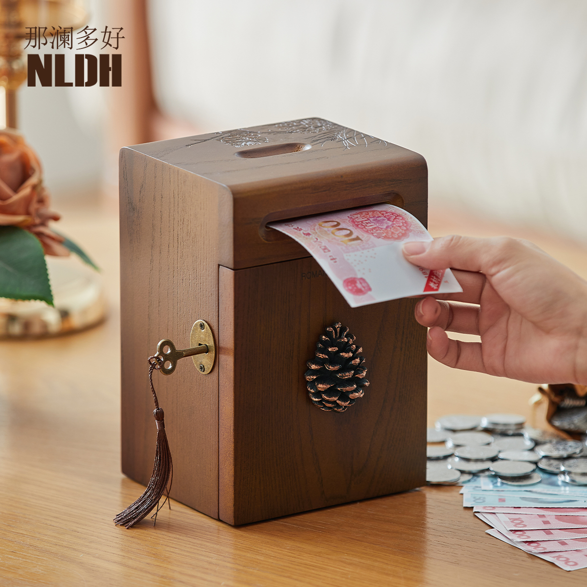 存钱罐大人可存可取纸币成人木质