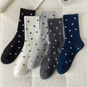 中筒袜子女春夏纯棉2024新款 堆堆袜ins潮波点长袜日系运动袜 爆款