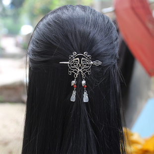 天然玉髓玉瓶发夹女夏季 高端古风汉服配饰 后脑勺马尾夹子头饰新款