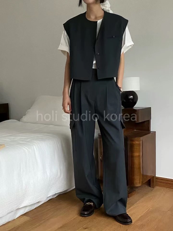 现~韩国代购东大门代购 ssemienne 新款时尚工装长裤休闲百搭