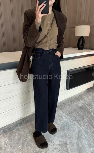 现~sale原209 韩国代购冬季新款加绒小脚牛仔裤显瘦百搭