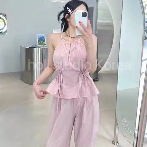 现~韩国代购东大门代购 BELITA 夏季女士新款工装风吊带上衣收腰