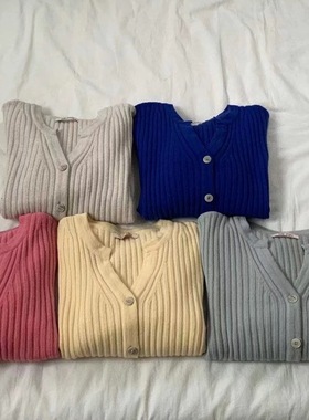 现~sale 原259韩国代购GOYOU新款女士针织衫开衫外套v领百搭纯色