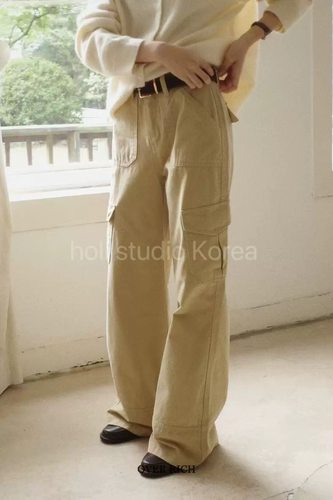 现~SALE 原366韩国代购 over rich 秋季新款直筒纯色休闲工装裤