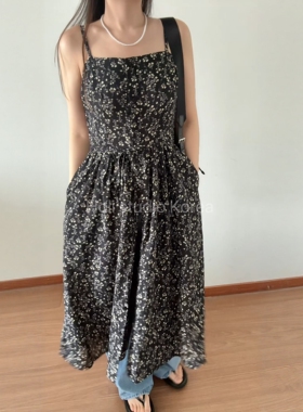 现~韩国代购东大门代购 新款夏季碎花吊带连衣裙时尚百搭