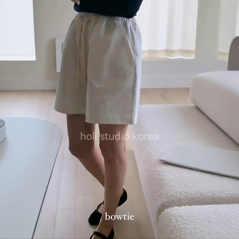SALE 原269韩国代购bowtie新款女士休闲短薄款短裤抽绳松紧腰