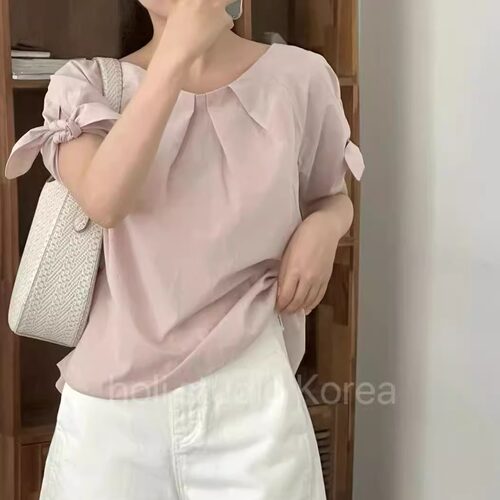 SALE 原269韩国代购 bowtie 夏季女士娃娃衫衬衫短袖舒适