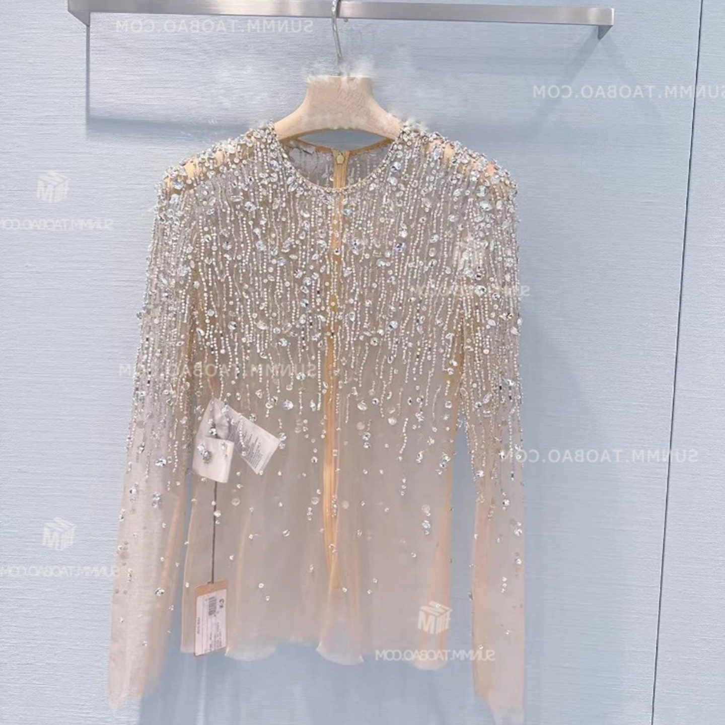 捡漏清仓一线撤柜女装尾货重工高级钻石网纱罩衫精致惊艳上衣礼服