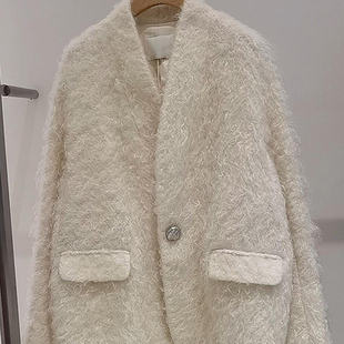 独特漂亮减龄款上衣女2025秋冬新款爆款韩系氛围感慵懒风米色外套