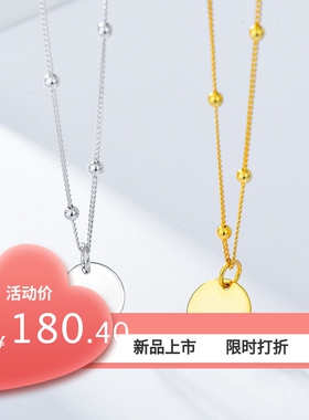 纯银圆牌高级感欧美风百搭锁骨链