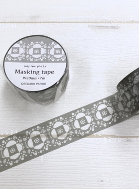 浮光分装 日本papier platz 灰色花手帐胶带 盐系轻复古