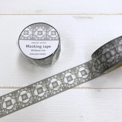 浮光分装 日本papier platz 灰色花手帐胶带 盐系轻复古