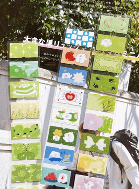 浮光分装 Deer Club 绿色系春天迪尔日常 闪砂手帐标签贴 索引贴