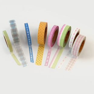 韩国oab窄窄基础第二弹来喽 分装 波点格纹简约纸胶带 整卷