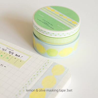 浮光分装 韩国dabit Lemon&Olive 组合 盐系清爽基础手帐胶带