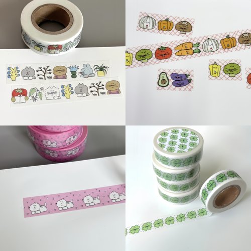韩国可爱手绘风格植物甜品胶带