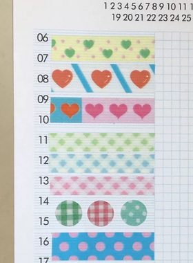 浮光分装 韩国Trust My Vibe 四月新品 爱心格纹波点基础手帐胶带